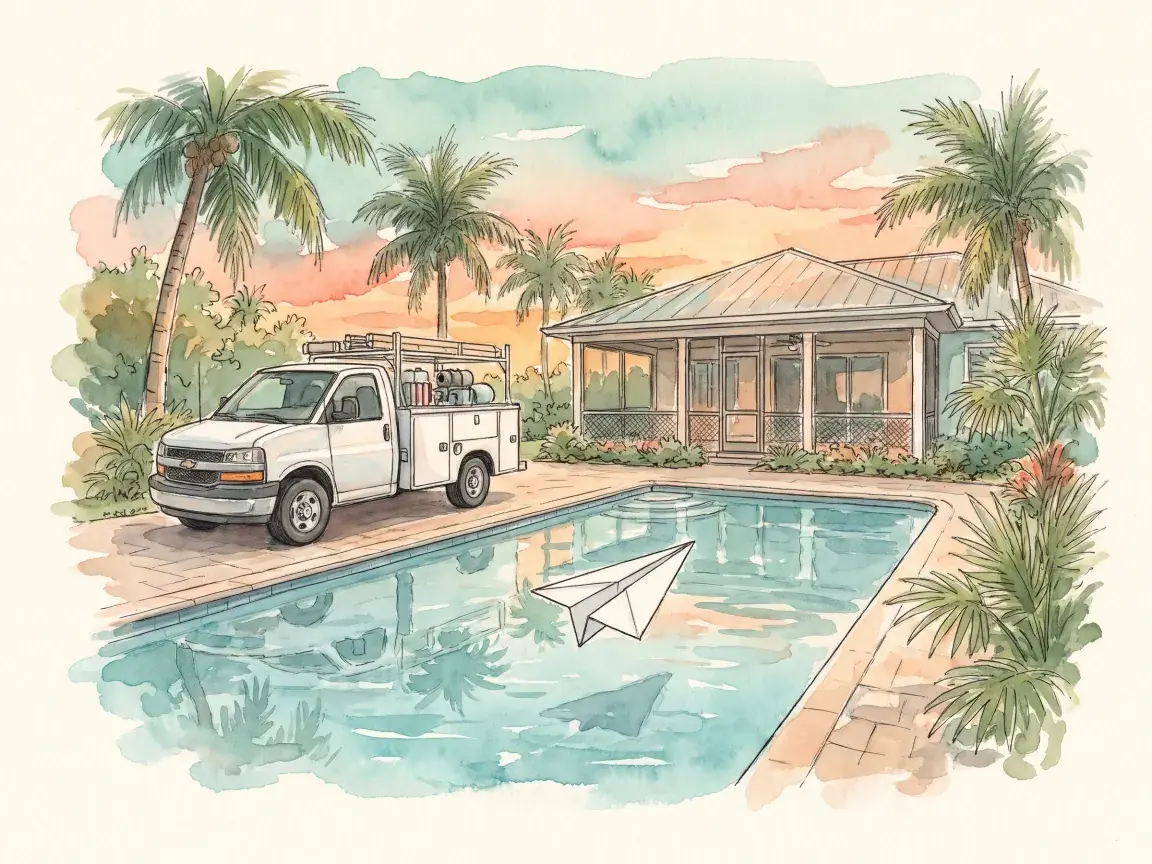 Watercolor illustrating follow-ups & quote chasing for a Gulf Coast small business