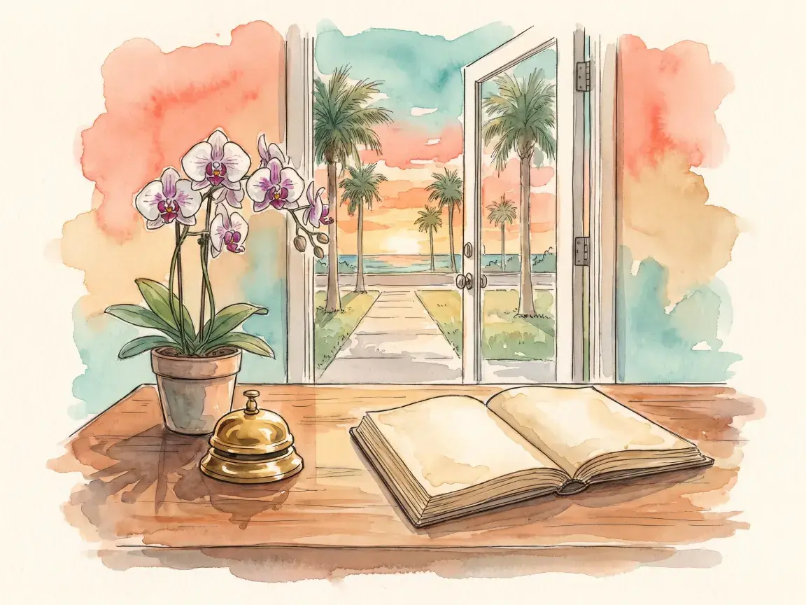 Watercolor illustrating front desk assistant for a Gulf Coast small business