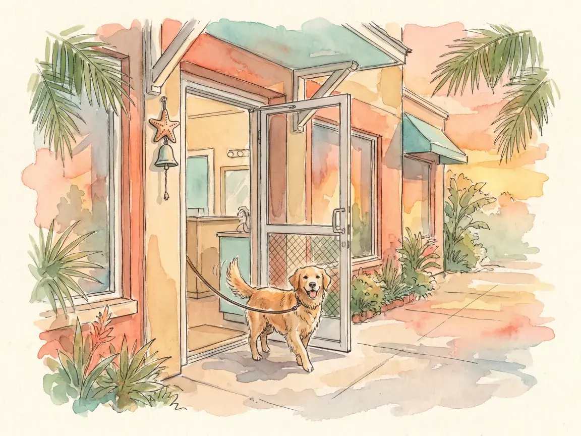 Watercolor illustrating review requests for a Gulf Coast small business