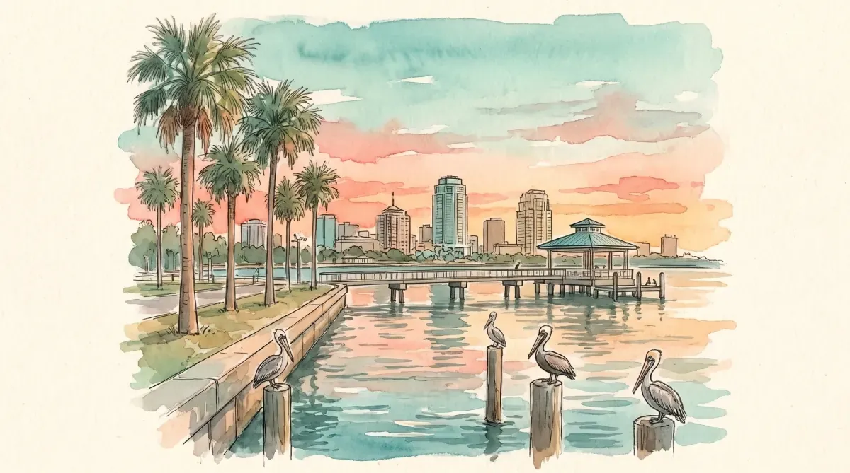 Watercolor of the St. Petersburg waterfront