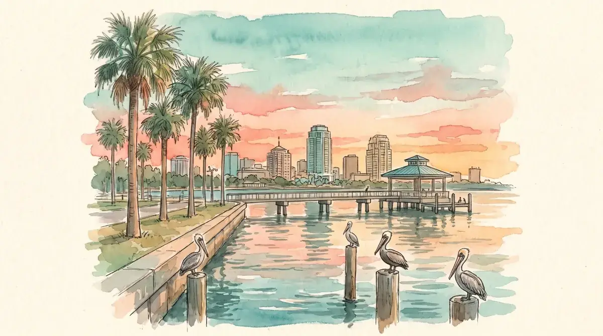 Watercolor of the St. Petersburg waterfront